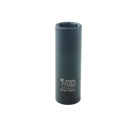 K-Tool International 1/2" Drive Impact Socket black oxide, Deep, 6 pt., 1/2"Drive, 17mm KTI-38217